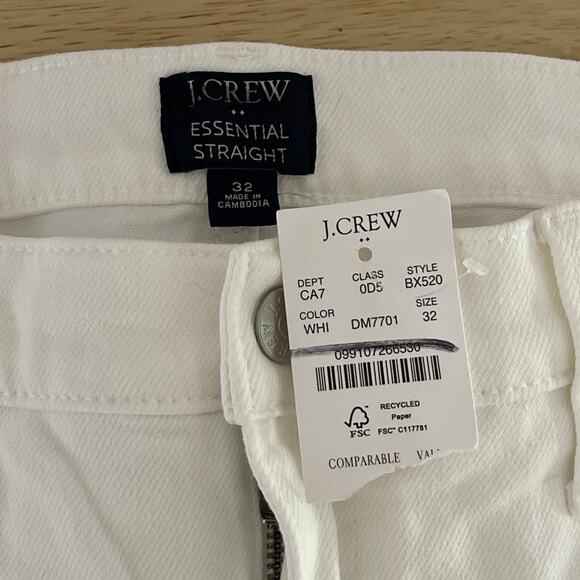 J. Crew Essential Straight Leg White Jean in All-day Stretch‎ Size 32 BX520 - Picture 3 of 10